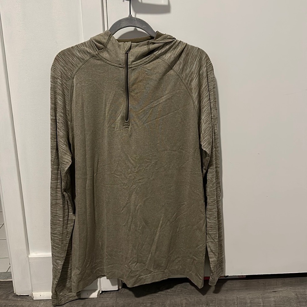 Lululemon male L 3/4 zip long sleeve hooded training shirt